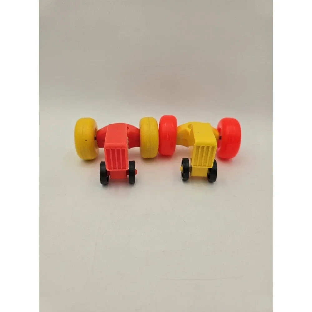 Lot Of 2 Vintage Little People‎ Tractors Red Orange And Yellow